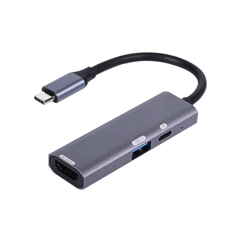 USB C Ke Adaptor Multiport HDMI, Thunderbolt 3 Ke Hub HDMI Dengan HDMI 4K, 1*USB 3.0 Dan Pengisian Daya PD 65W ...